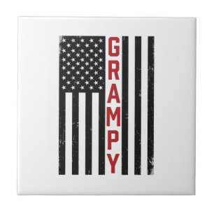 Grampy American Flag Patriotic Vintage Vector Desi Tile