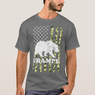 Grampy Bear Camping Hiking Camouflage USA American T-Shirt