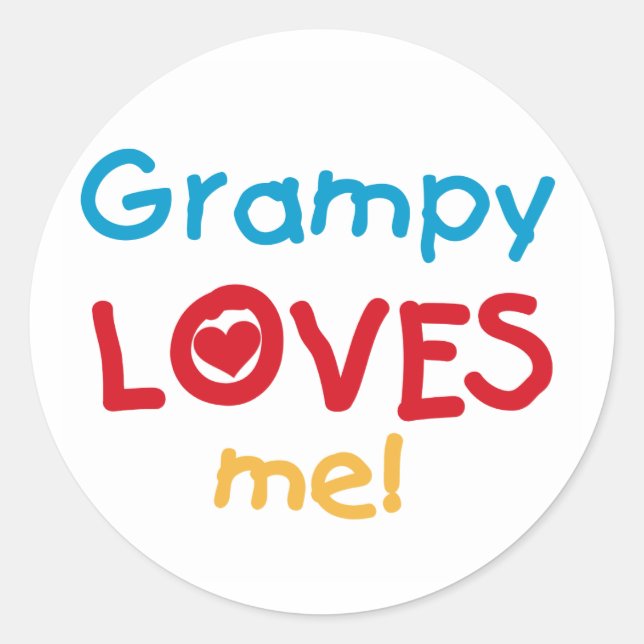 Grampy Loves Me T-shirts and Gifts Classic Round Sticker (Front)