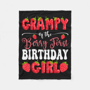 Grampy of Berry First Birthday Girl Strawberry 1st Fleece Blanket