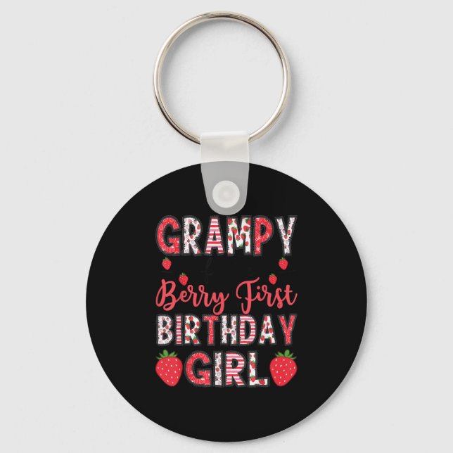 Grampy Of The Berry First Birthday Girl Strawberry Key Ring (Front)