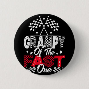 Grampy Of The Fast One First Birthday Racing Car F 6 Cm Round Badge