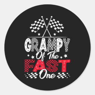 Grampy Of The Fast One First Birthday Racing Car F Classic Round Sticker