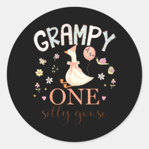Grampy of The One Silly Goose 1st Birthday Girl Classic Round Sticker