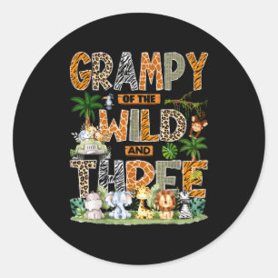 Grampy Of The Wild & Three Zoo 3rd Birthday Sa Classic Round Sticker