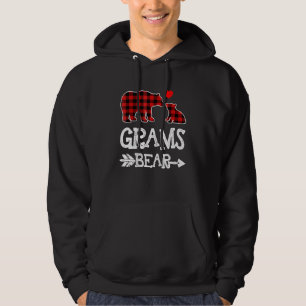 Grams Bear , Red Buffalo Plaid Grandma Bear Pajama Hoodie