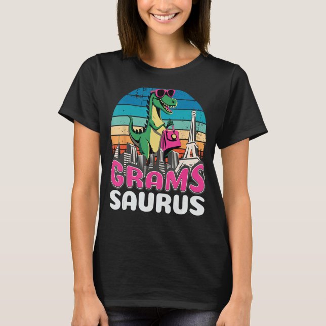 Gramssaurus T Rex Dinosaur Grams Saurus Family T-Shirt (Front)