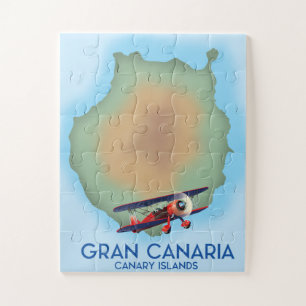 Gran Canaria canary island, travel poster art. Jigsaw Puzzle