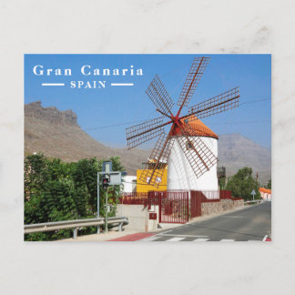 Gran Canaria Spain Traditional Windmill Holiday Postcard
