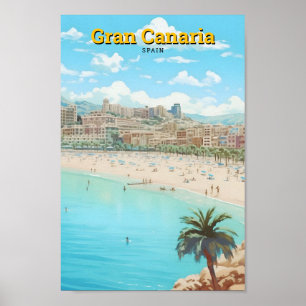 Gran Canaria Spain Vintage Travel  Poster