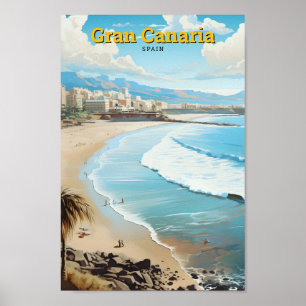 Gran Canaria Spain Vintage Travel  Poster