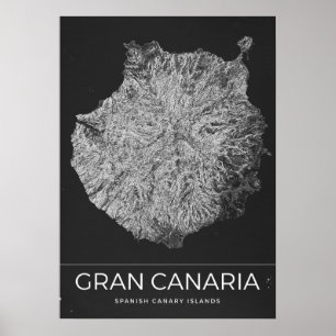 Gran Canaria Vintage Travel Map Poster