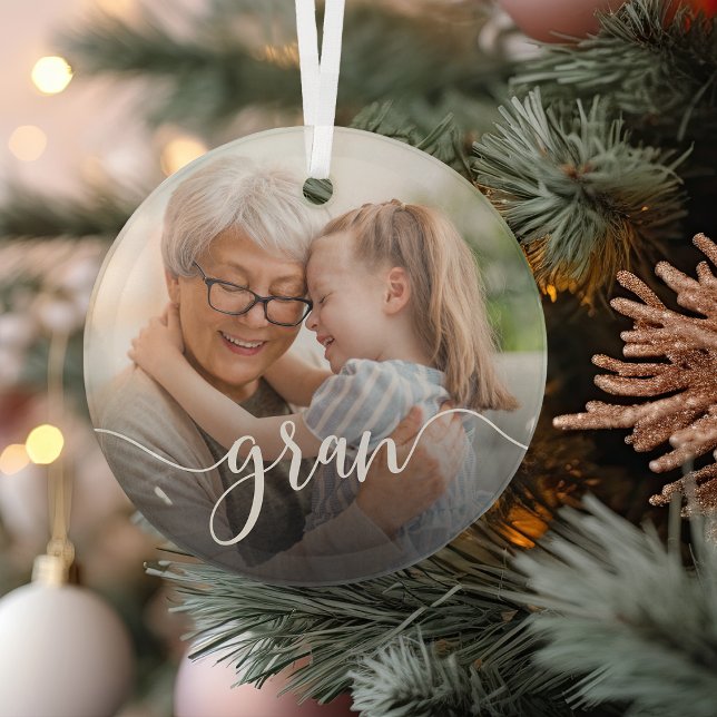 Gran Grandma Script Overlay Glass Tree Decoration (Creator Uploaded)
