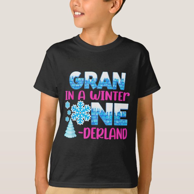 Gran In A Winter Onederland Bday Girl Sweet Snowfl T-Shirt (Front)