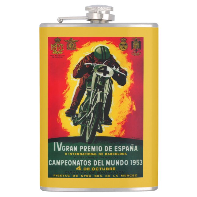 Gran Premio de Espana Vintage PosterEurope Hip Flask (Front)
