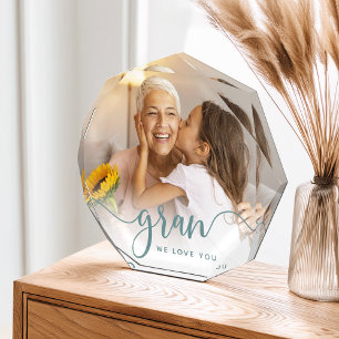 Gran We Love You Grandma Script Overlay Photo Block