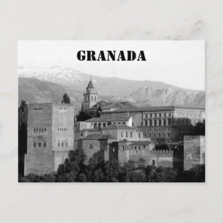granada alhambra grey postcard