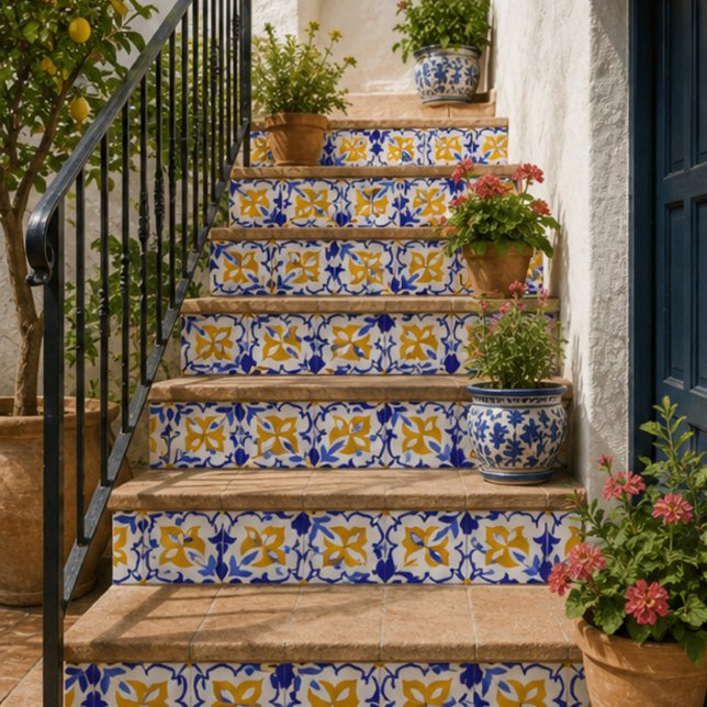 Granada Radiance Sunlit Blue and Gold Mediterranea Tile (Creator Uploaded)