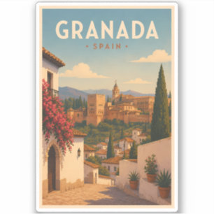 Granada Spain Alhambra Illustration Travel Art