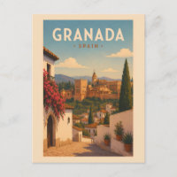 Granada Spain Alhambra Illustration Travel Art