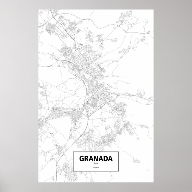 Granada, Spain (black on white) Poster (Front)