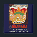 Granada Spain Magnet<br><div class="desc">Vintage Travel poster for Granada, the Alhambra and the Sierra Nevada Mountains in Spain's southern province of Andalusia.</div>