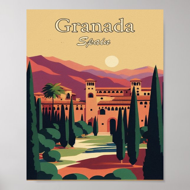Granada Spain Minimalist  Vintage Art Poster (Front)
