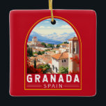 Granada Spain Travel Art Vintage Ceramic Ornament<br><div class="desc">Granada retro vector travel design. Granada is a city in southern Spain’s Andalusia region,  in the foothills of the Sierra Nevada mountains.</div>