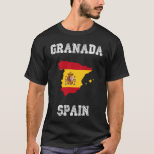 Granada Spain Vintage Spain Flag Map T-Shirt