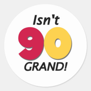 Grand 90th Birthday Classic Round Sticker