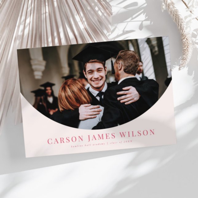 Grand Arch Photo Pink Graduation Announcement (Creator Uploaded)