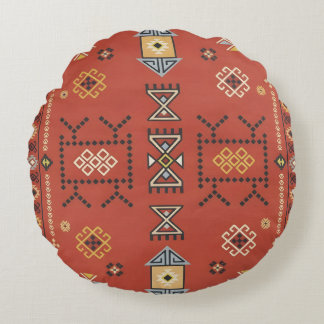 Grand Atlas Star — Ornate Andalusian Berber Mosaic Round Cushion
