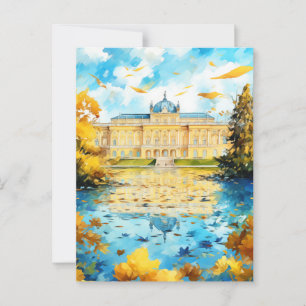 Grand Austrian Palace Reflected in an Autumn Lake Postcard