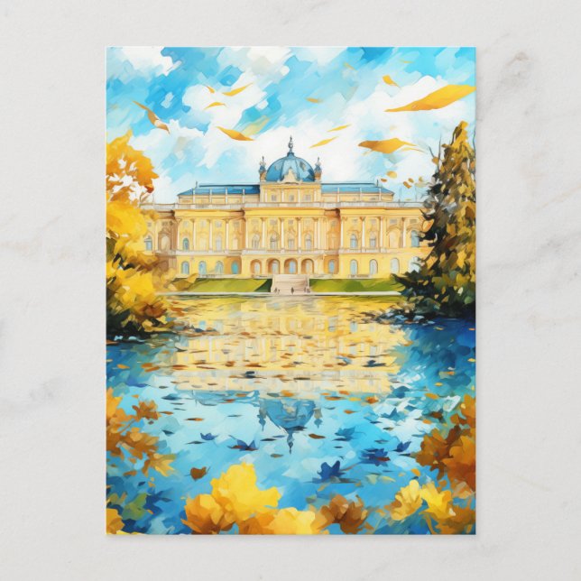 Grand Austrian Palace Reflected in an Autumn Lake  Postcard (Front)
