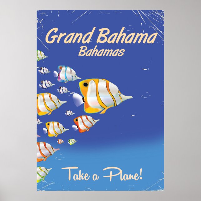 Grand Bahama Vintage Tropical fish travel poster (Front)