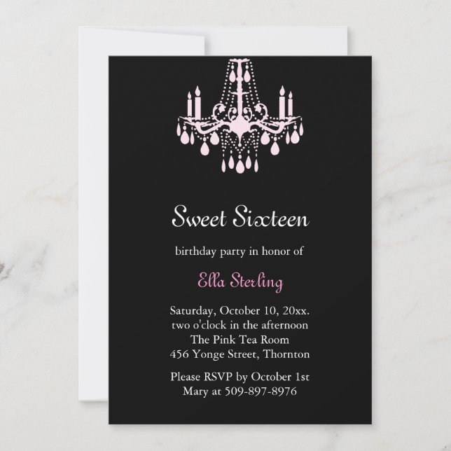 Grand Ballroom Birthday Invitation (black) (Front)