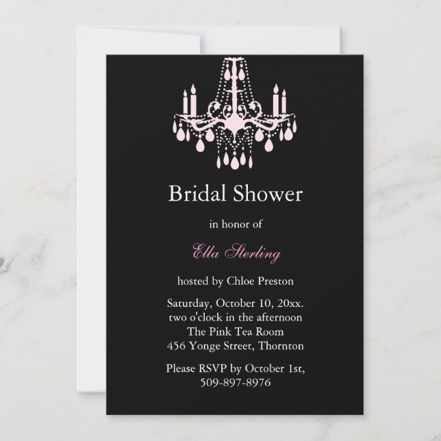 Grand Ballroom Bridal Shower Invitation (black) (Front)