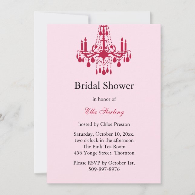 Grand Ballroom Bridal Shower Invitation (red) (Front)