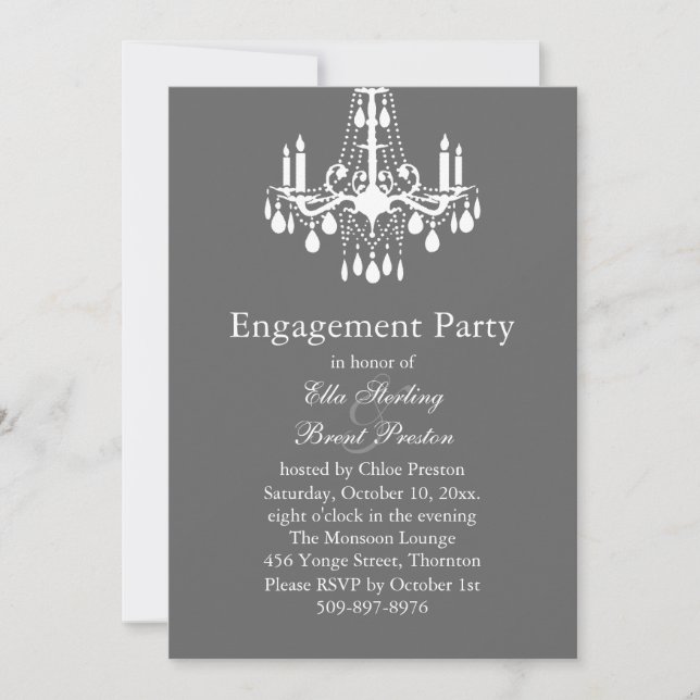 Grand Ballroom Engagement Party Invitation (grey) (Front)