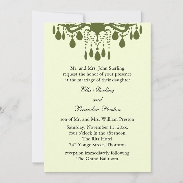 Grand Ballroom Wedding Invitation (green) (Front)