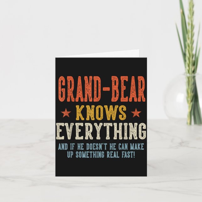 Grand-bear knows everything father's day retro card (Front)
