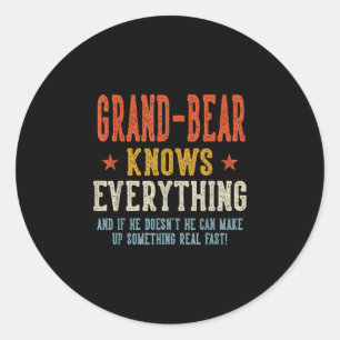 Grand-bear knows everything father's day retro classic round sticker