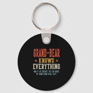 Grand-bear knows everything father's day retro key ring
