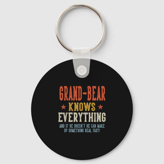 Grand-bear knows everything father's day retro key ring (Front)
