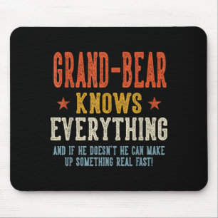 Grand-bear knows everything father's day retro mouse pad