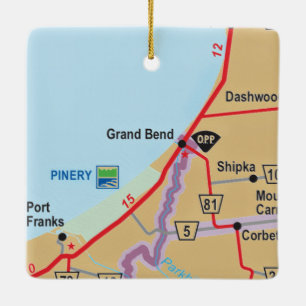 Grand Bend Ontario Map Ceramic Ornament
