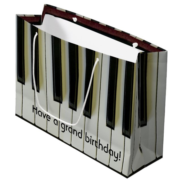 Grand Birthday Piano Keys Customisable Message Large Gift Bag (Front Angled)