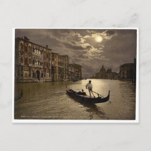 Grand Canal by moonlight, Venice, Italy vintage Ph Postcard