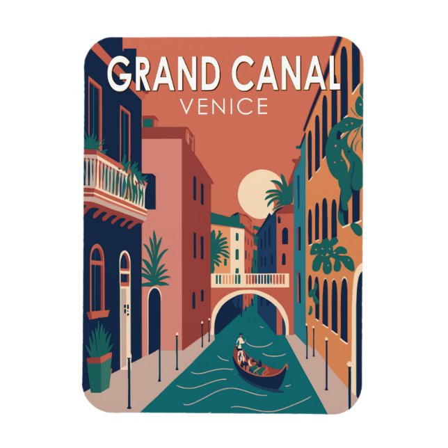 Grand Canal Venice Travel Art Vintage Magnet (Vertical)