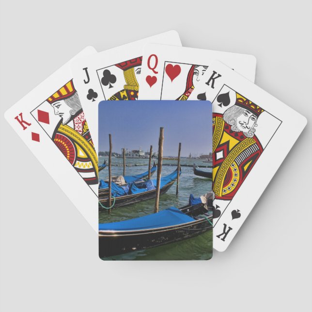 Grand Canal water with gondalo boats lined up Playing Cards (Back)